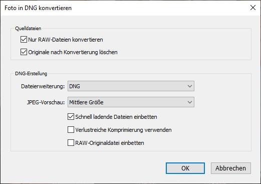 Konvertierung in DNG
