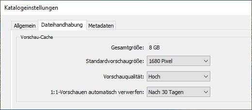 Katalog Einstellungen