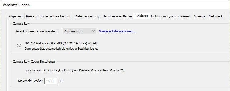 Camera RAW Cache